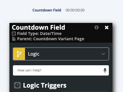 Example of the new Count Down field variant and logic triggers.